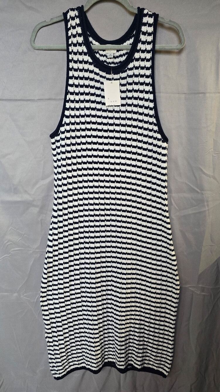 A New Day Sweater Dress Womens XL Blue Stripe Scoop Neck Tank Knit Maxi